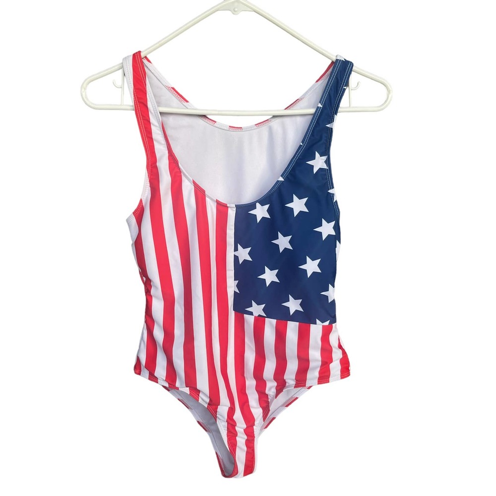 Patriotic Flag Swimsuit‎ Youth Extra Large Striped One Piece Beach Swim